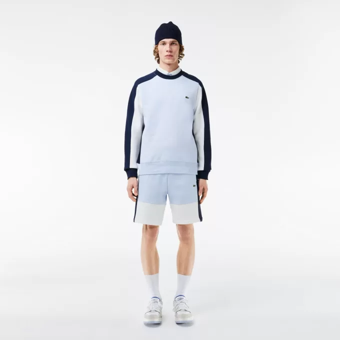 Regular Fit børstet fleece Colourblock joggershorts