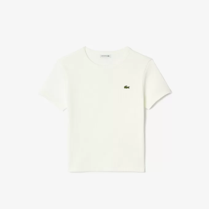 Ribbet T-shirt i bomuld