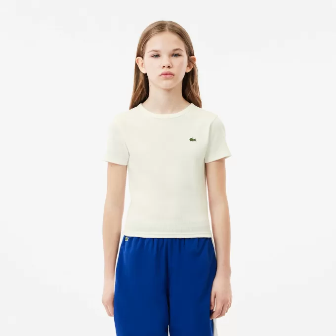 Ribbet T-shirt i bomuld