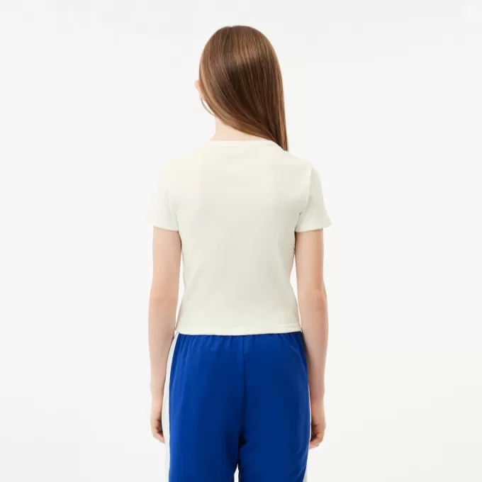 Ribbet T-shirt i bomuld