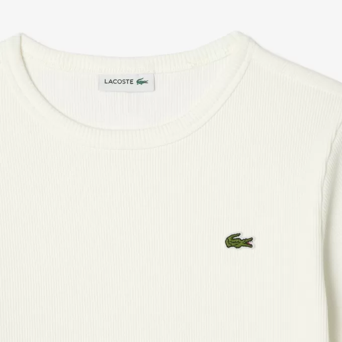 Ribbet T-shirt i bomuld