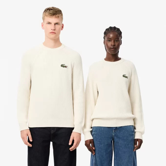 Ribbet bomuldsbadgetrøje
