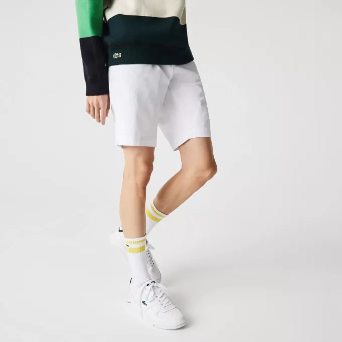 Slim Fit Stretch Gabardine Bermuda-shorts til mænd