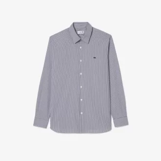Slim Fit Stribet Stretch Poplin skjorte
