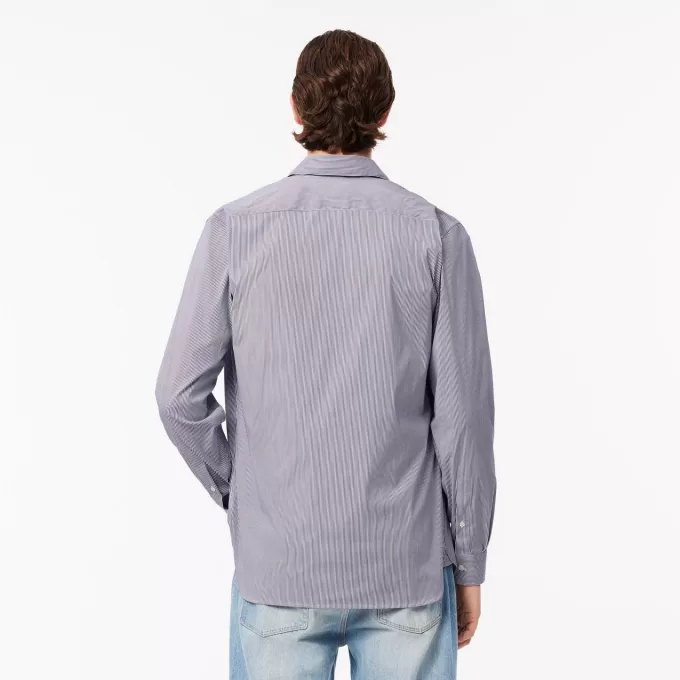 Slim Fit Stribet Stretch Poplin skjorte