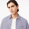 Slim Fit Stribet Stretch Poplin skjorte