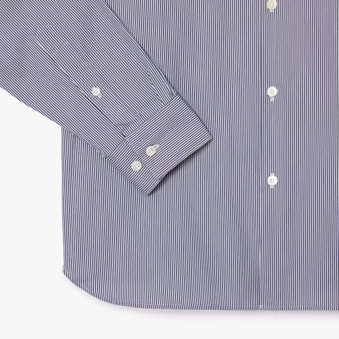 Slim Fit Stribet Stretch Poplin skjorte