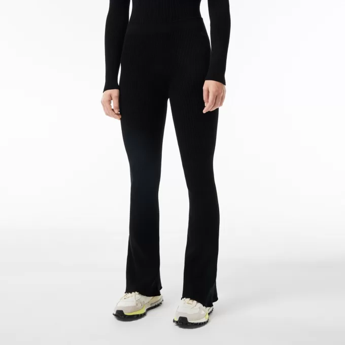 Sømløse ribstrikkede, udskårne leggings