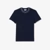 Stretch T-shirt med piqué stribet krave
