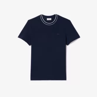 Stretch T-shirt med piqué stribet krave