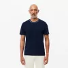 Stretch T-shirt med piqué stribet krave