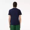 Stretch T-shirt med piqué stribet krave