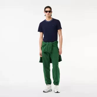 Stretch T-shirt med piqué stribet krave