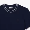 Stretch T-shirt med piqué stribet krave