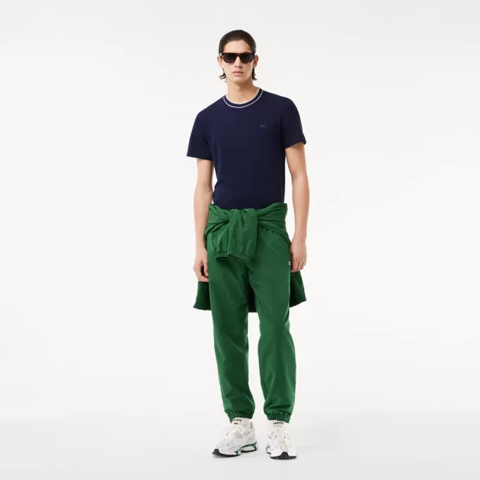 Stretch T-shirt med piqué stribet krave
