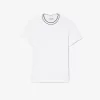 Stretch T-shirt med piqué stribet krave