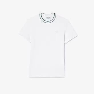 Stretch T-shirt med piqué stribet krave