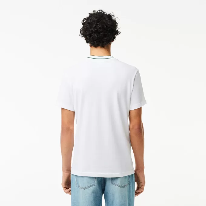 Stretch T-shirt med piqué stribet krave
