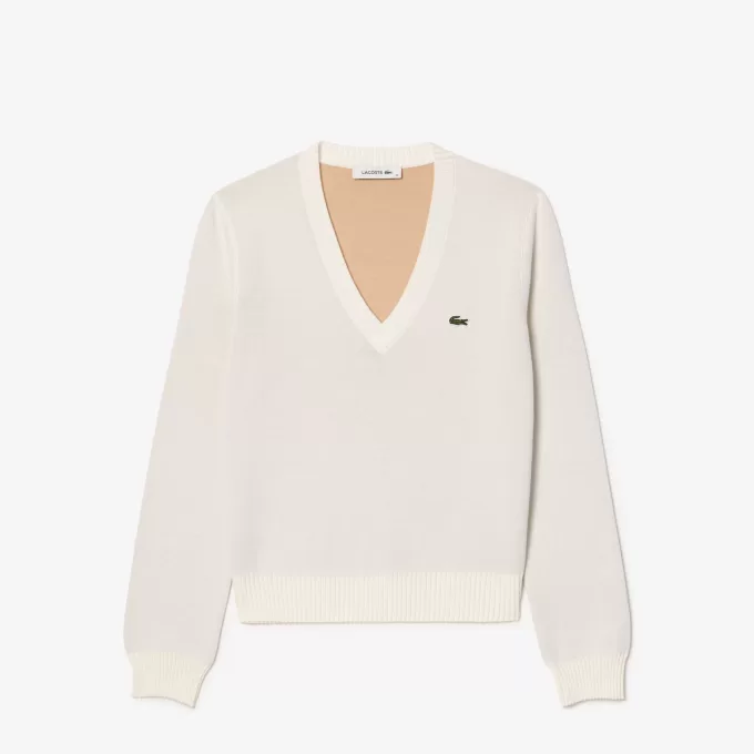 Sweater med V-hals i bomuld