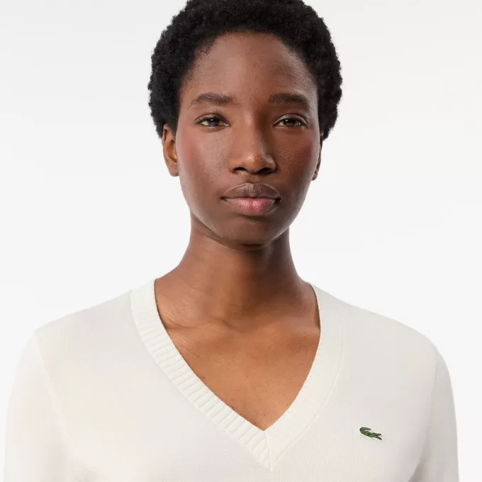 Sweater med V-hals i bomuld