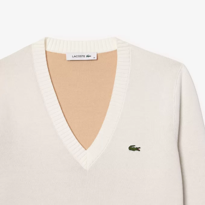 Sweater med V-hals i bomuld