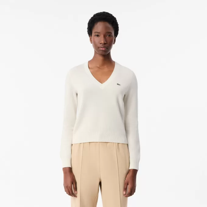 Sweater med V-hals i bomuld