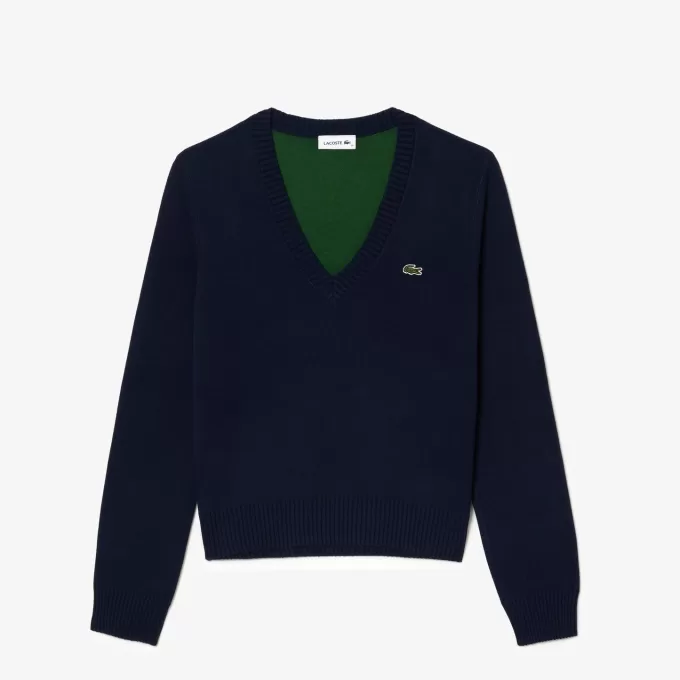 Sweater med V-hals i bomuld