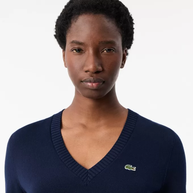 Sweater med V-hals i bomuld