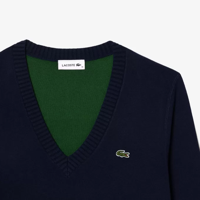 Sweater med V-hals i bomuld