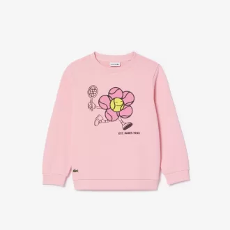 Sweatshirt med rund hals med tryk