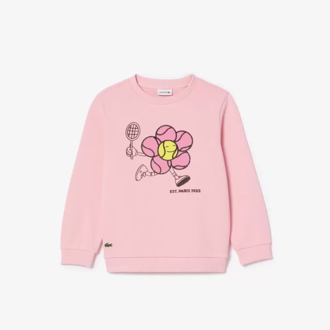 Sweatshirt med rund hals med tryk