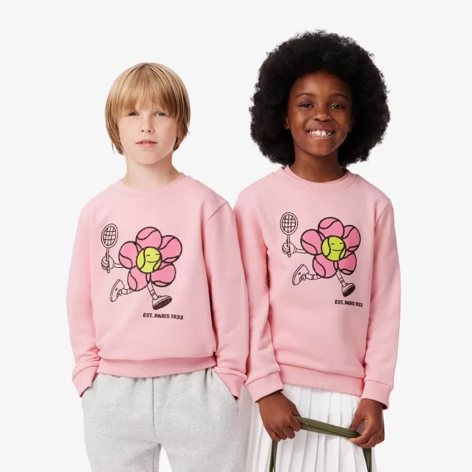 Sweatshirt med rund hals med tryk