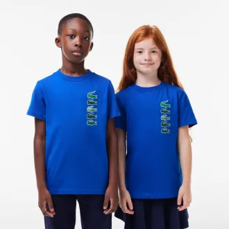 T-shirt i bomuld med signaturtryk