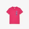 T-shirt i bomuld med signaturtryk