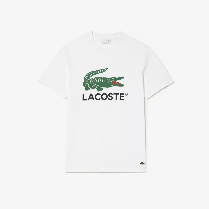 T-shirt i bomuld med signaturtryk