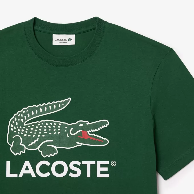T-shirt i bomuld med signaturtryk