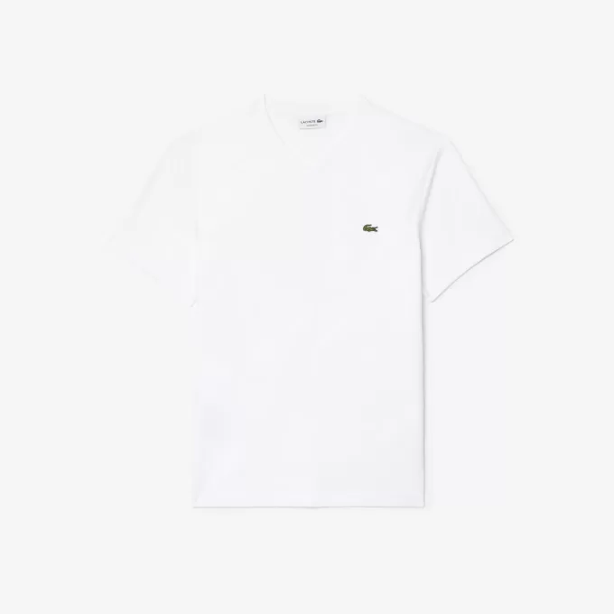 T-shirt i bomuld med v-hals