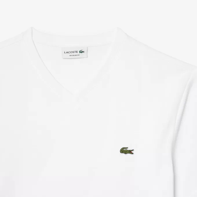 T-shirt i bomuld med v-hals
