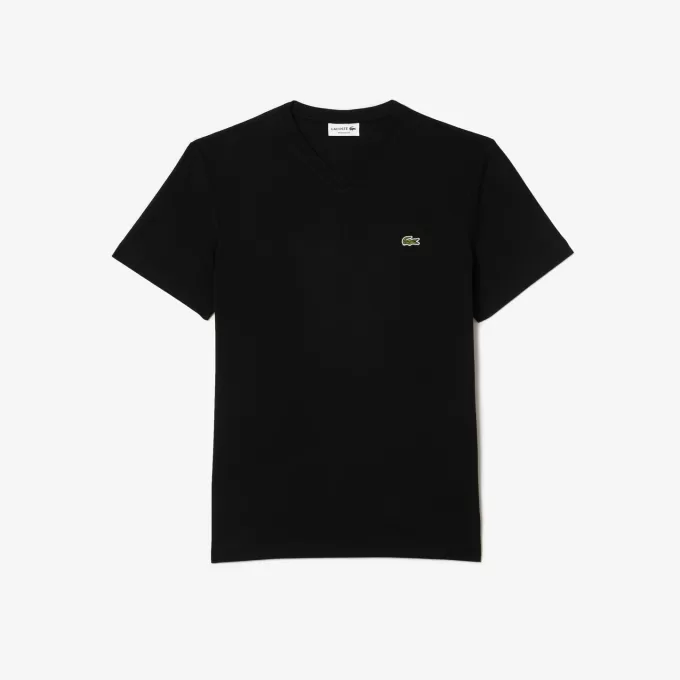 T-shirt i bomuld med v-hals
