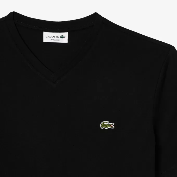 T-shirt i bomuld med v-hals