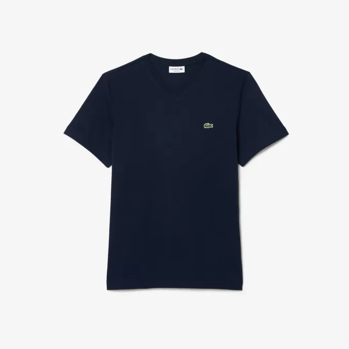 T-shirt i bomuld med v-hals