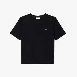 T-shirt med afslappet pasform i blød bomuld med V-hals