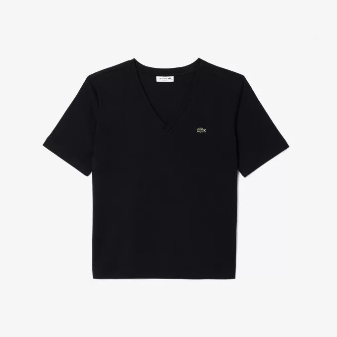 T-shirt med afslappet pasform i blød bomuld med V-hals