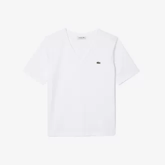 T-shirt med afslappet pasform i blød bomuld med V-hals
