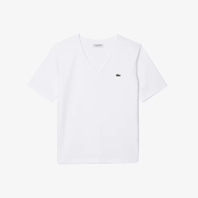 T-shirt med afslappet pasform i blød bomuld med V-hals