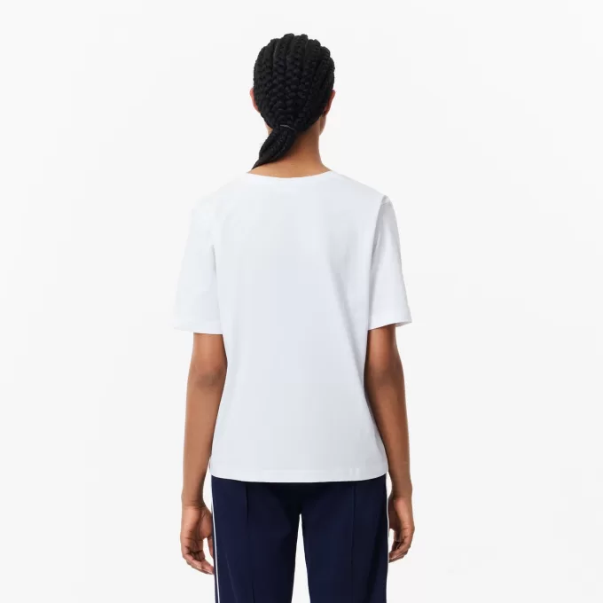 T-shirt med afslappet pasform i blød bomuld med V-hals