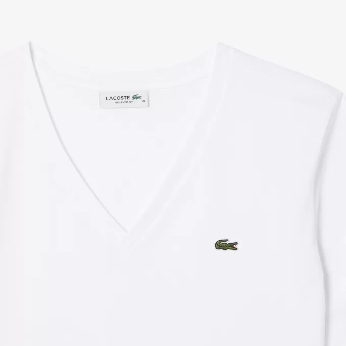 T-shirt med afslappet pasform i blød bomuld med V-hals