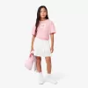 T-shirt med broderet blomster med tryk