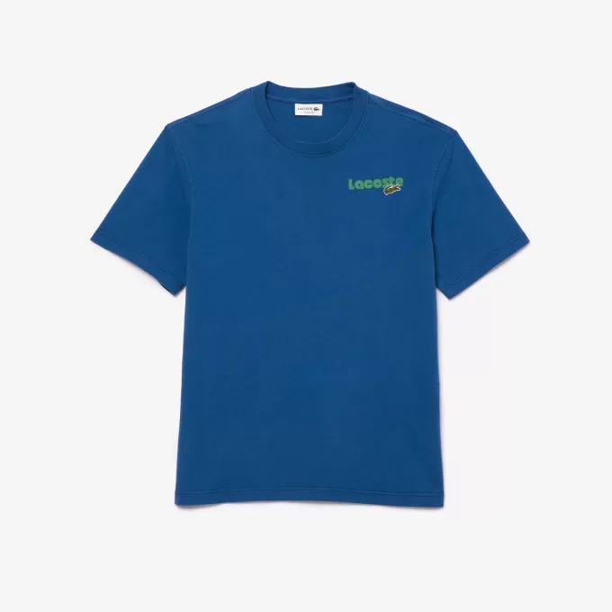 T-shirt med ombrétryk med vasket effekt