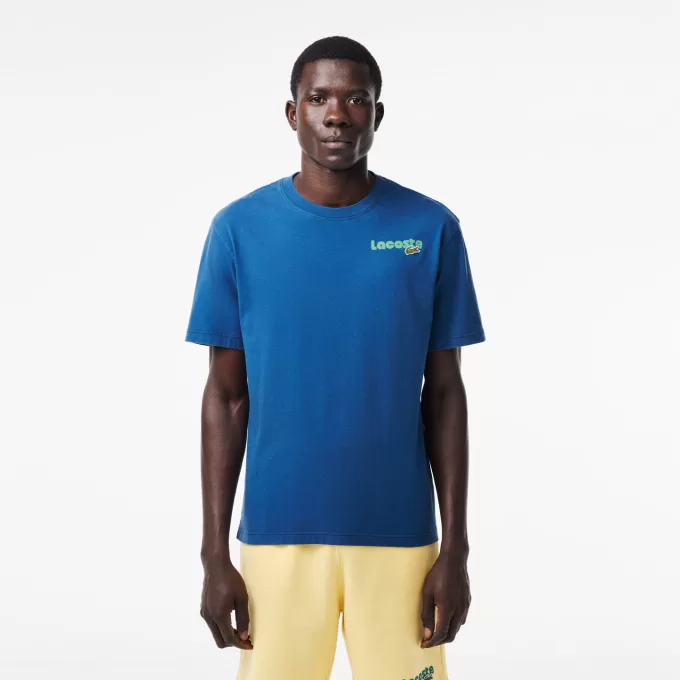 T-shirt med ombrétryk med vasket effekt